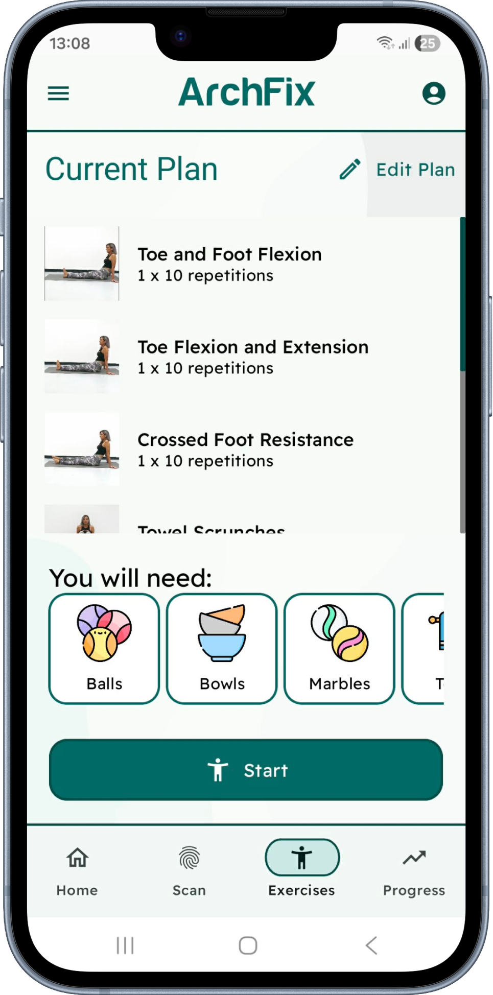 Customized flat feet corrective exercise plan
